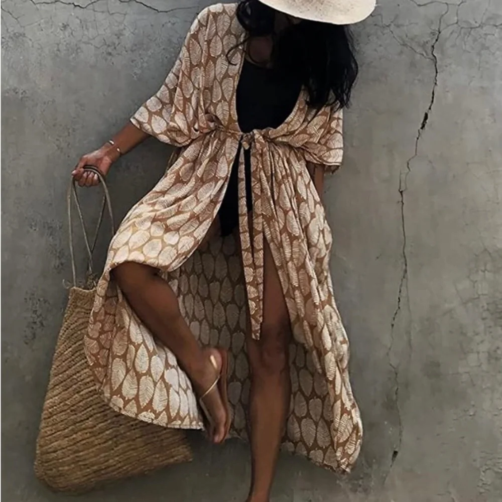 SOLD‼️Swim Cover Kimono Cardigan Open Front - Picture 4 of 8